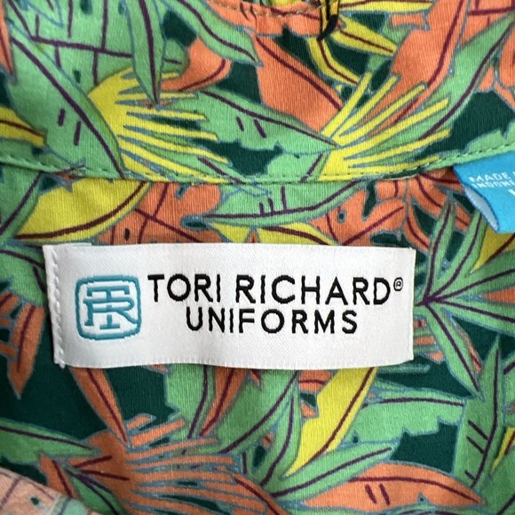 Tori Richard Uniforms Men Shirt L Pull Over Short Sleeve Hawaiian Half Button - Picture 5 of 11